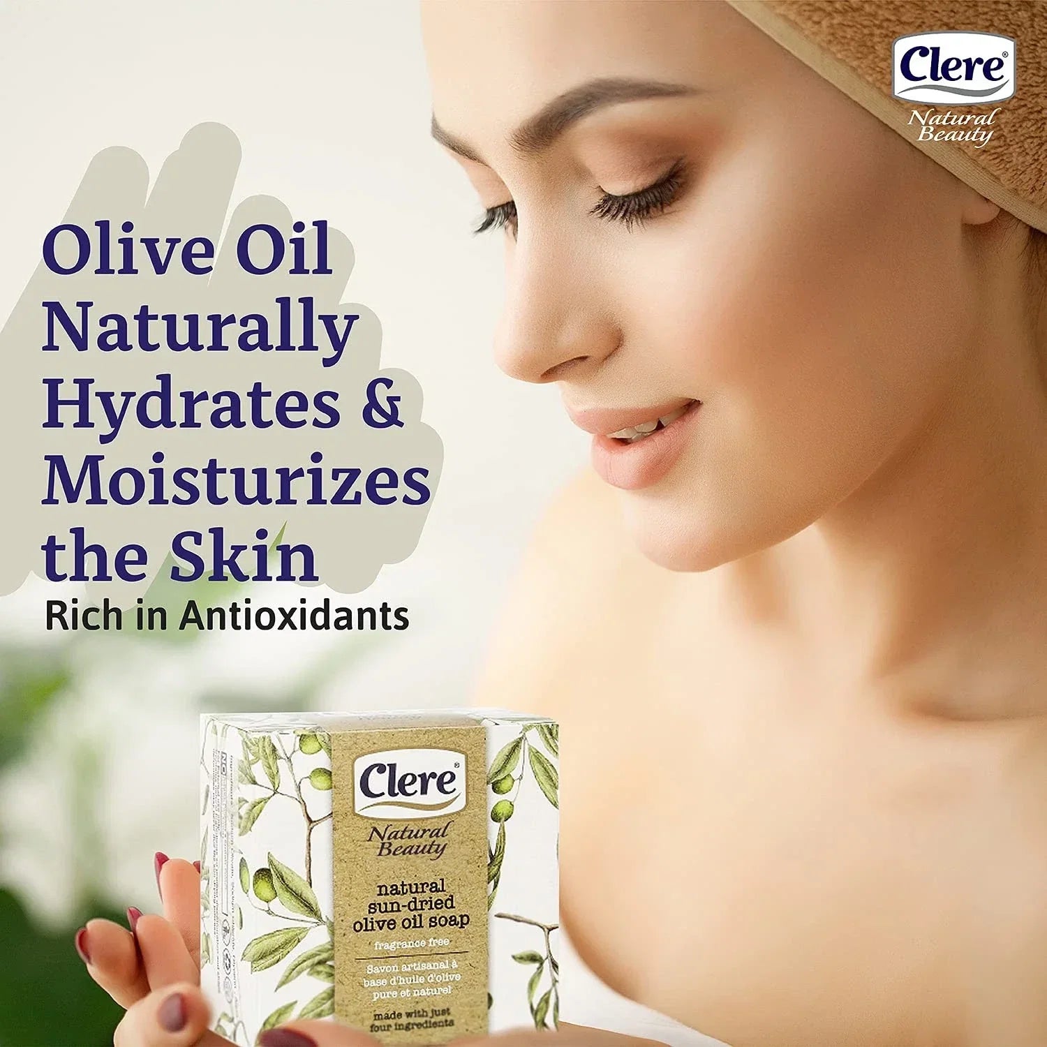 CLERE Natural Olive Oil Soap Bar Handmade